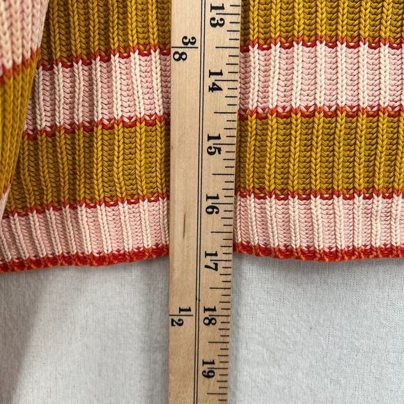 FREE PEOPLE Just My Striped Pullover Sweater Womens Small Yellow Pink Cropped - Picture 14 of 14